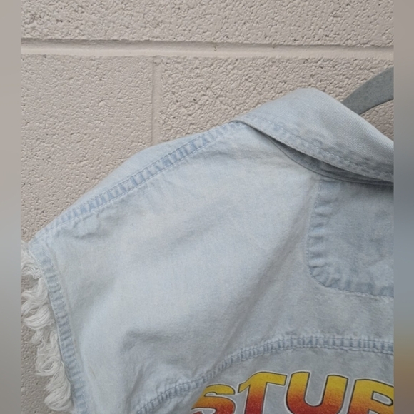 Sturgis 2004 Black Hills Rally cut-off denim LARGE shirt embroidered - Picture 13 of 16